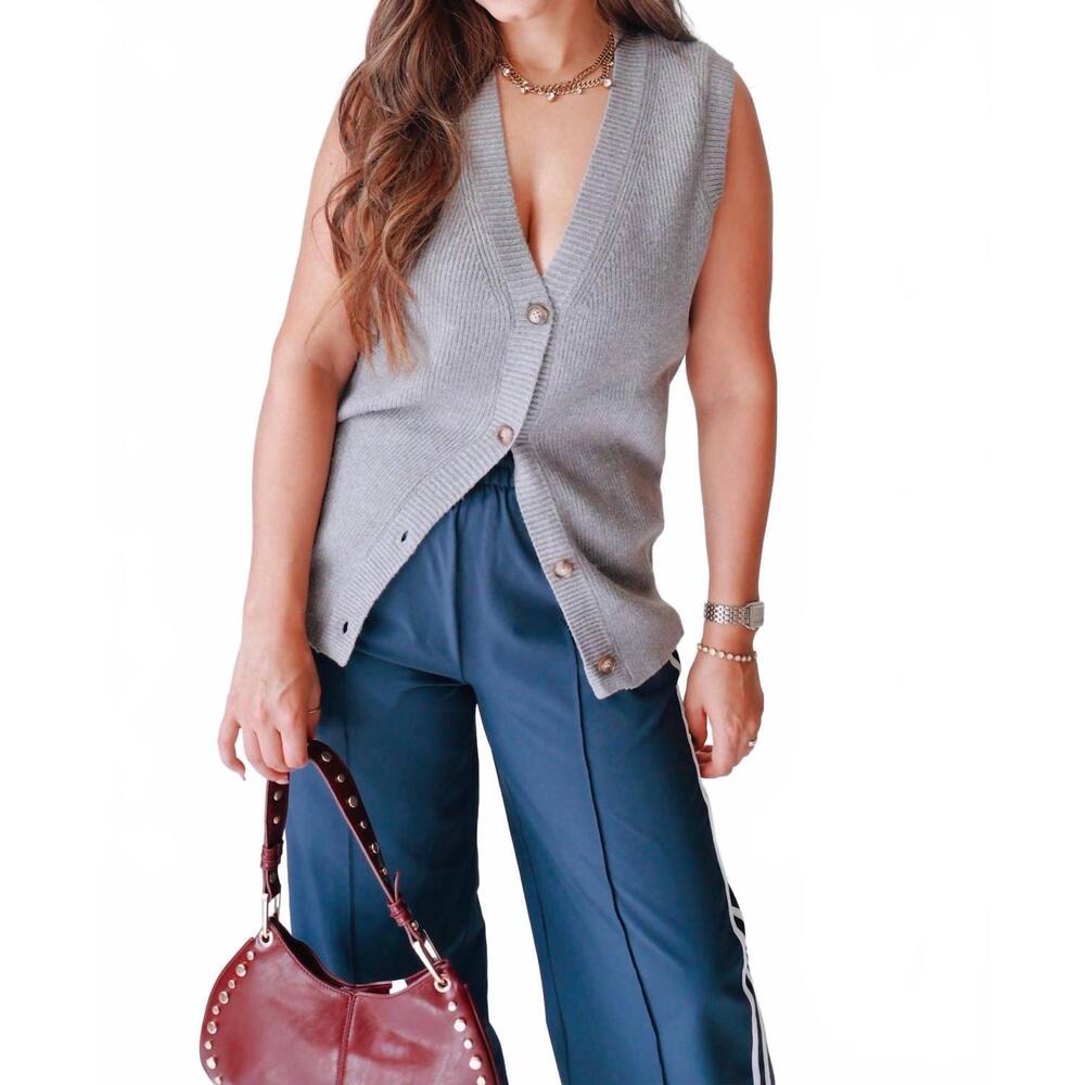 NEW MIMOSA v-neck sweater vest in heather gray